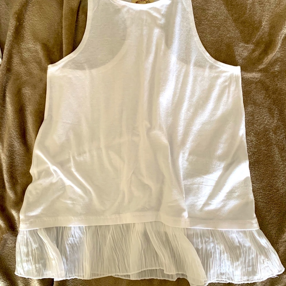 Chiffon ruffle trim racerback tank